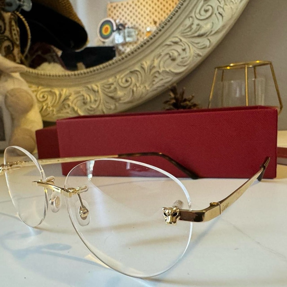 Cartier Gold Drill Mount Eyeglasses (No Prescription)